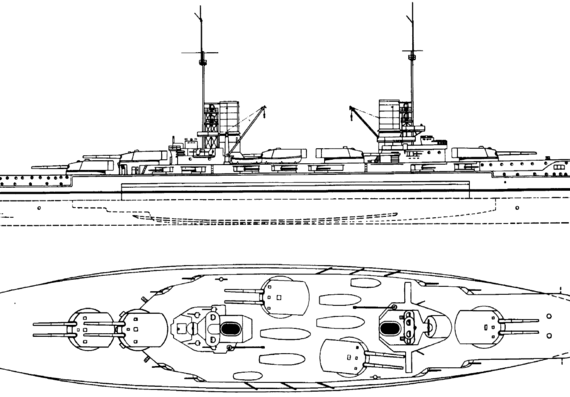 Корабль SMS Kaiser [Battleship] (1913) - чертежи, габариты, рисунки